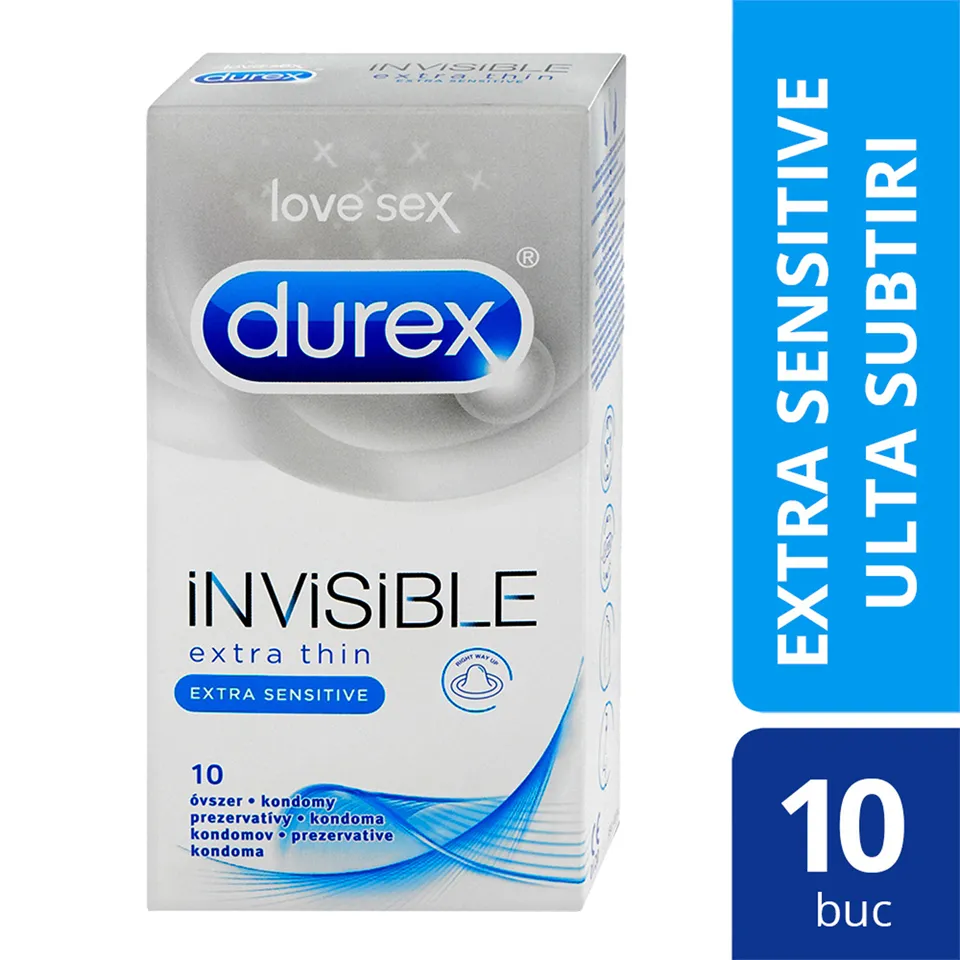 DUREX INVISIBLE EXTRA SENSITIVE x 10 PREZERVATIVE PACHET