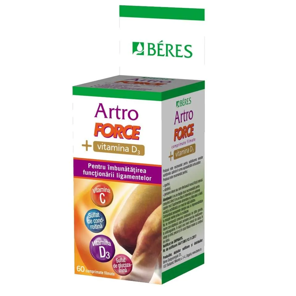 BERES ARTROFORCE FORTE + VITAMINA D3 60 COMPRIMATE FILMATE