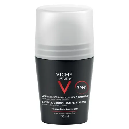 Deodorant roll-on antiperspirant control extrem pentru barbati eficacitate 72h, 50 ml, Vichy