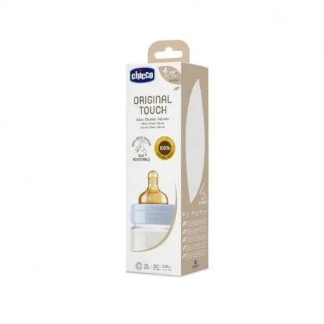 Chicco Original Touch Biberon PP 330ml, t.c, flux reglabil, baiat, 4luni+