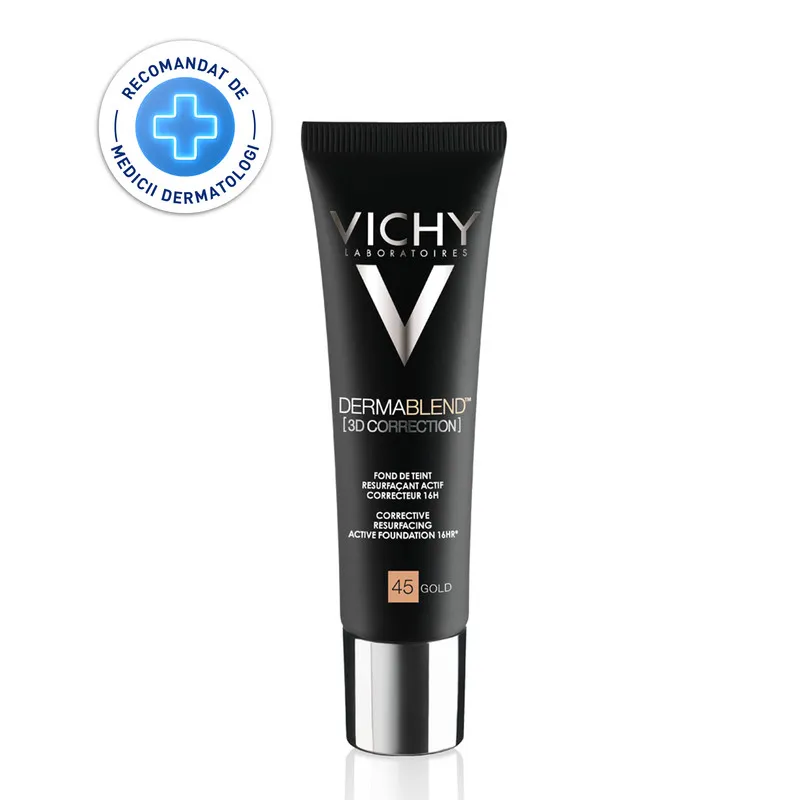 VICHY DERMABLEND 3D FOND DE TEN CORECTOR TEN GRAS CU TENDINTA ACNEICA NUANTA 45 GOLD