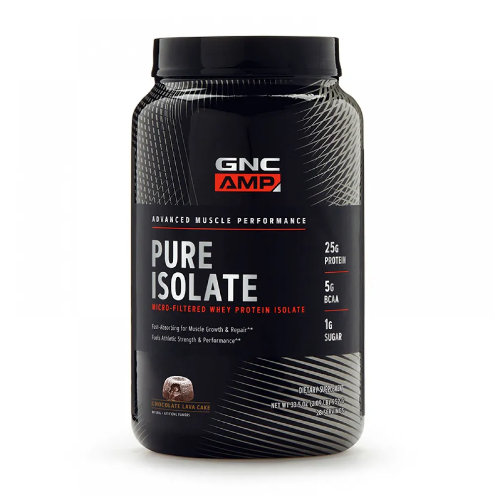 AMP Pure Isolate Proteina Izolata din zer cu aroma de lava cake de ciocolata (952 grame), GNC