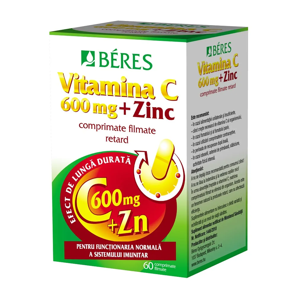 BERES VITAMINA C 600+ZN X 60 CP TABLETE  BERES