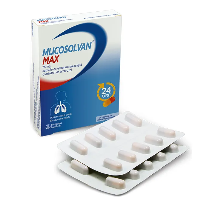 Mucosolvan Max 75mg x 20 capsule eliberare prelungita