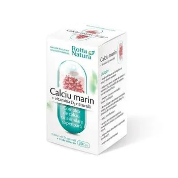 Calciu Marin + Vitamina D2 naturala, 30 capsule, Rotta Natura