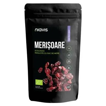 Merisoare ecologice indulcite cu suc de mere, 125g, Niavis