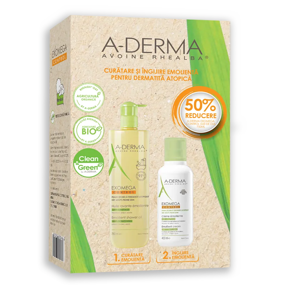 A-Derma Exomega Control Crema 400ml+50%off A-Derma Exomega Ulei de Dus 750ml