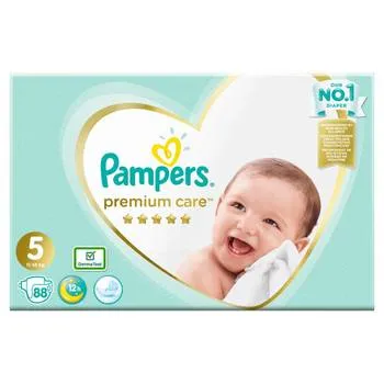 Scutece Premium Care Mega Box marimea 5 pentru 11-16 kg, 88 bucati, Pampers