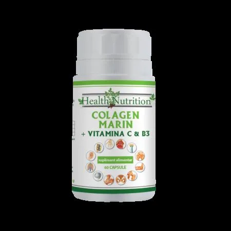 Colagen marin Forte + Vitamina B3 + Vitamina C, 60 tablete, Health Nutrition