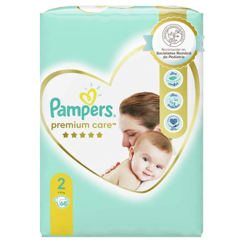 PAMPERS PREMIUM CARE 2 4-8KG 68 BUCATI MARIMEA 2