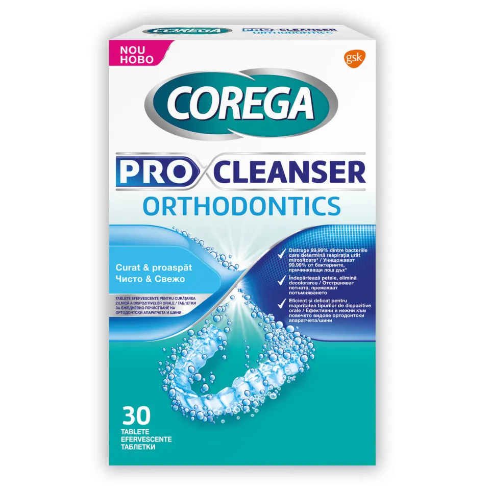 COREGA PRO CLEANSER ORTHODONTICS 30 TABLETE EFERVESCENTE