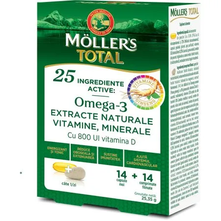 Mollers Total, 14 capsule + 14 comprimate, Moller's