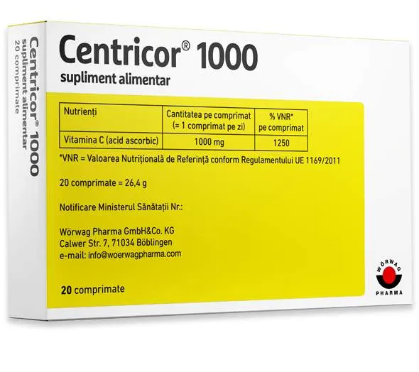 CENTRICOR 1000MG X 20 COMPRIMATE