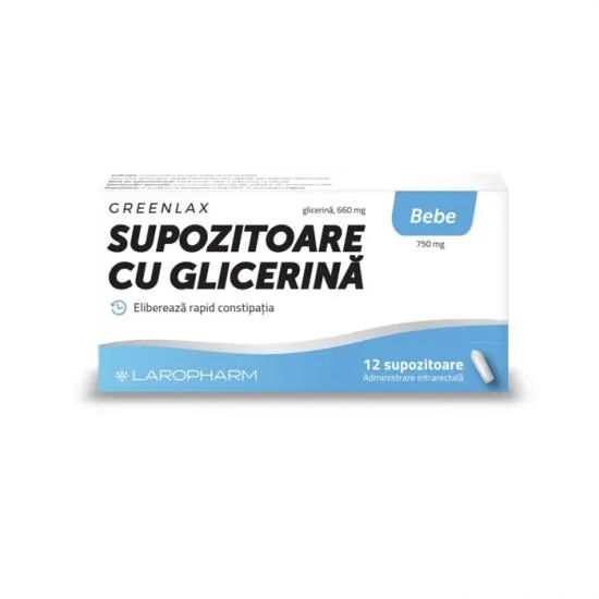 Supozitoare cu glicerina pentru bebe Greenlax, 12 bucati, Laropharm