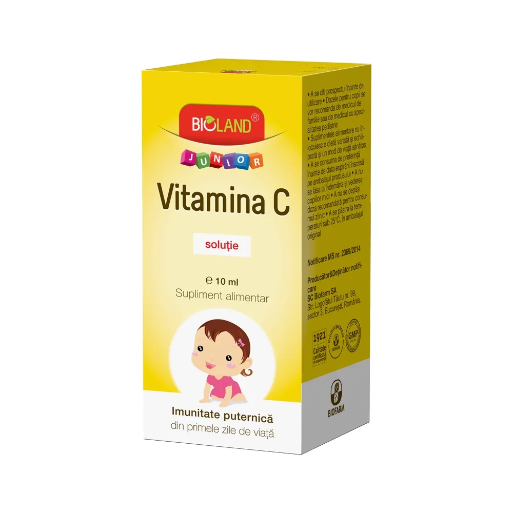 Picaturi solutie orala Vitamina C Bioland Junior, 10 ml, Biofarm