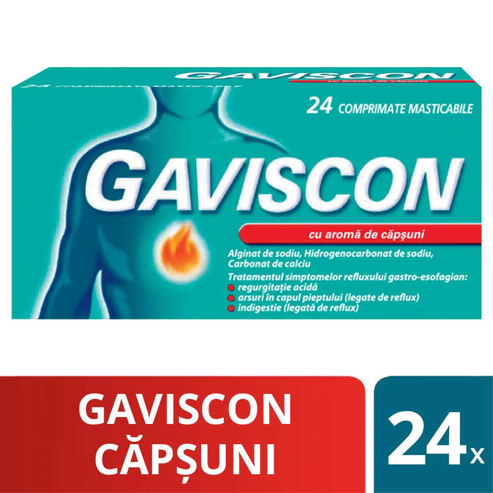 Gaviscon Capsuni x 24 comprimate masticabile