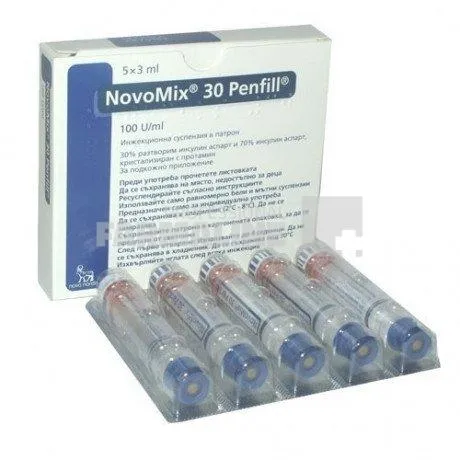 NOVOMIX 30 PENFILL 100 U/ml x 5 SUSP. INJ. IN CARTUS 100U/ml NOVO NORDISK A/S