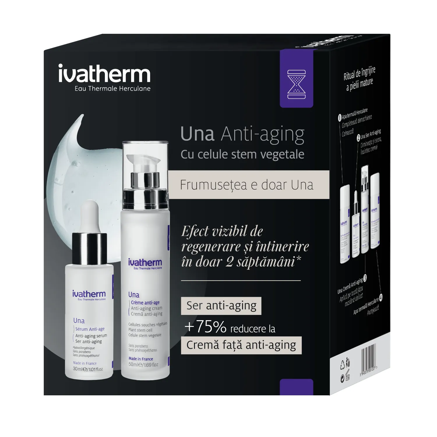 IVATHERM Pack Ser anti-anging Una, 30ml  Crema de fata anti-anging Una, 50ml (70% reducere)