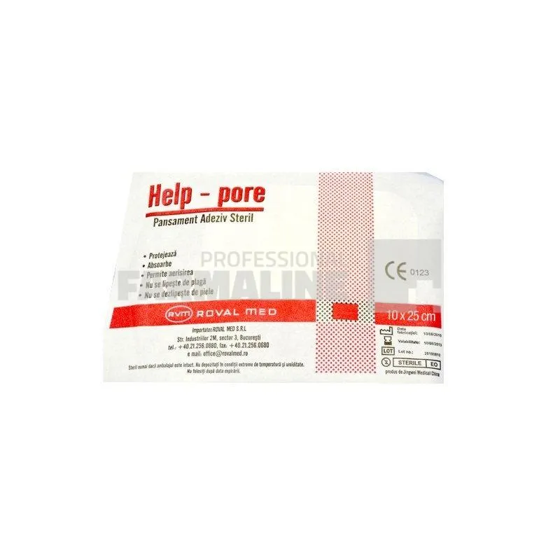 HelpPore Pansamanet adeziv steril 25 cm x 10 cm