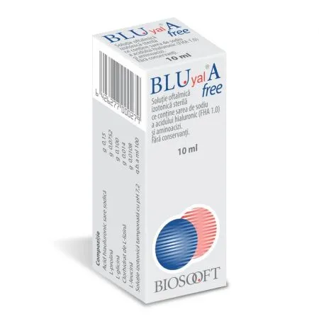 Blu Yal A Free 0.15 % olutie oftalmica, 10 ml, Biosooft