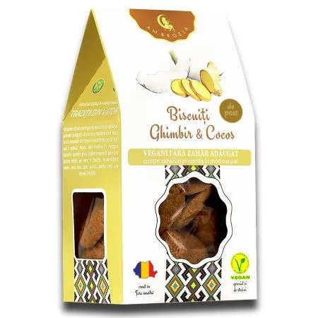 Biscuiti cu ghimbir si cocos, 130 g, Hiper Ambrozia