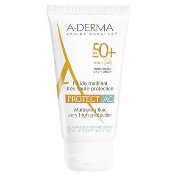 Fluid matifiant pentru protectie solara cu SPF 50+, 40 ml, A-Derma Protect