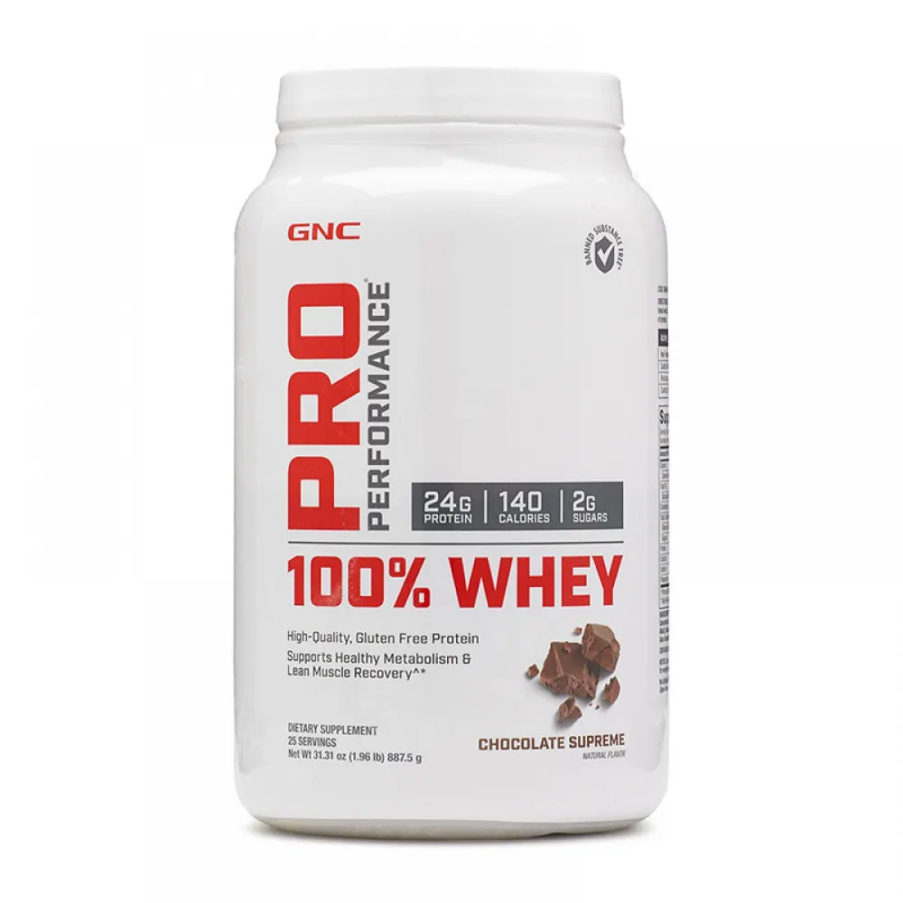 100% Whey Proteina din zer cu aroma de ciocolata (887.5 grame), GNC Pro Performance