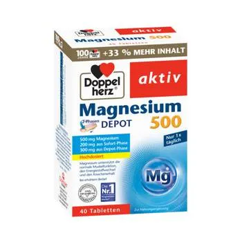 Pachet Aktiv Magneziu 500, 30 comprimate + 10 comprimate Gratuit, Doppelherz