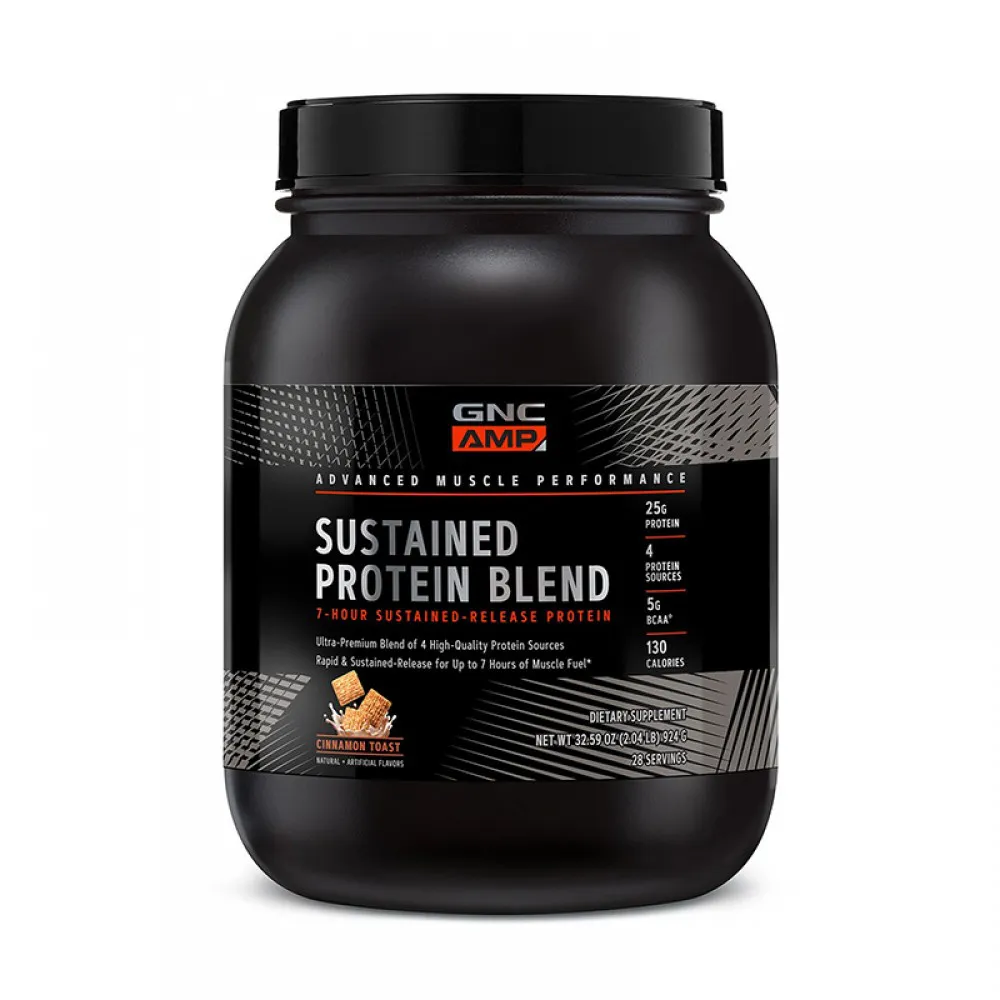 AMP Sustained Protein Blend Amestec proteic cu aroma de cereale cu scortisoara (924 grame), GNC