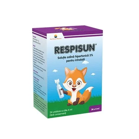 Respisun solutie salina hipertonica 3% pentru inhalatii, 24 unidoze x 4 ml, Sun Wave