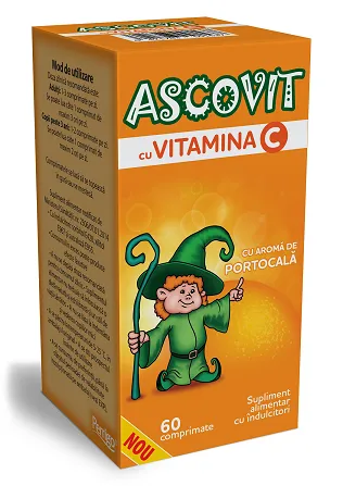 Ascovit cu Vitamina C, 60 comprimate cu aroma de portocale, Omega Pharma