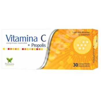 Vitamina C + Propolis, 30 comprimate, Polisano