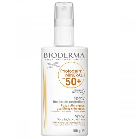 Spray protectie solara Photoderm Mineral, SPF 50+, 100 g, Bioderma