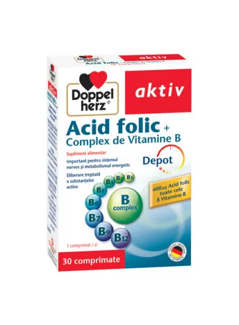 DOPPELHERZ AKTIV ACID FOLIC + B-COMPLEX 30 COMPRIMATE