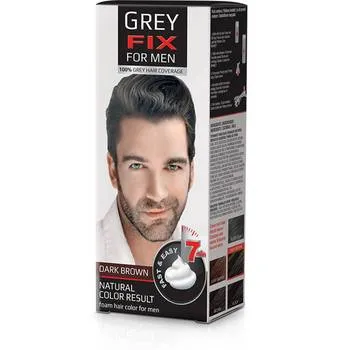 Vopsea de par pentru barbati GreyFix Dark Brown, 40ml, Aroma