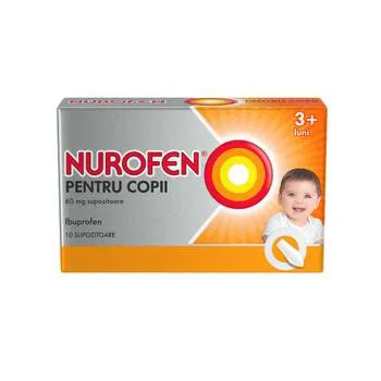 Nurofen supozitoare pentru copii +3 luni 60 mg,  10 supozitoare, Reckitt Benckiser