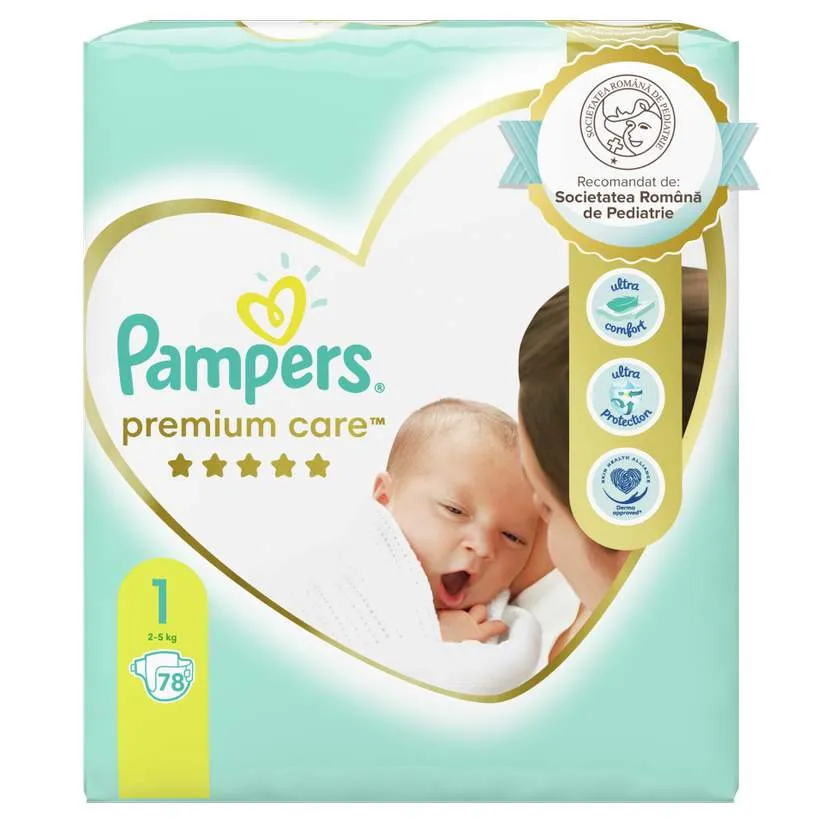 PAMPERS PREMIUM CARE NEWBORN 2-5KG 78 BUCATI MARIMEA 1