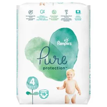 Scutece pentru copii Pure Protection, Marimea4, 9-14kg, 19bucati, Pampers