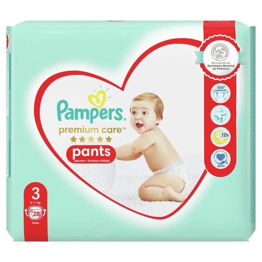 PAMPERS PREMIUM CARE PANTS 6-11KG SCUTECE-CHILOTEL 28 BUCATI MARIMEA 3