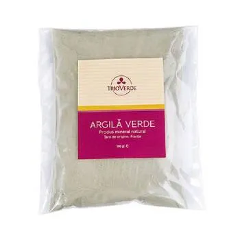 Argila verde pentru uz cosmetic, 100g, Trio Verde