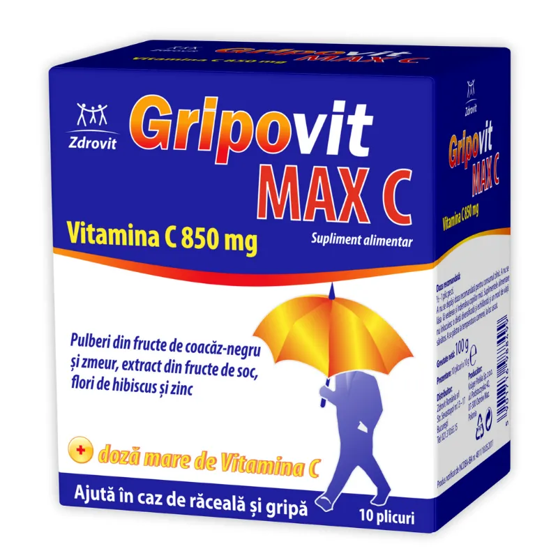 Gripovit Max C, 10 plicuri, Zdrovit