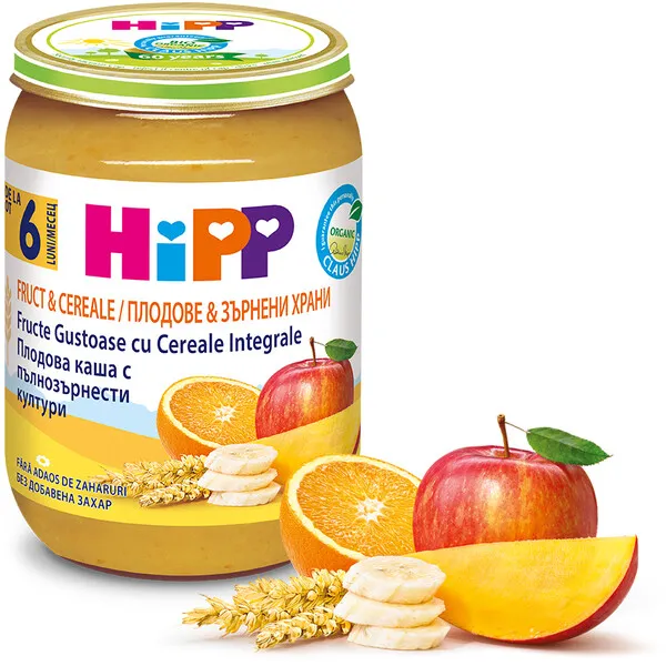 HIPP fructe gustoase cu cereale integrale BIO 6luni+, 190g