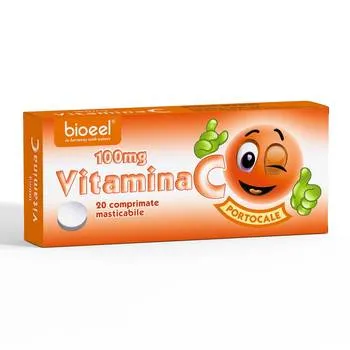 Vitamina C 100mg cu aroma de portocale, 20 comprimate, Bioeel