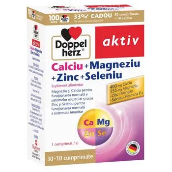 Pachet Aktiv CA+MG+ZN+SE, 30 comprimate + 10 comprimate Gratuit, Doppelherz