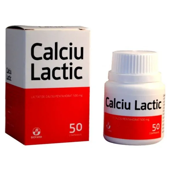 Calciu lactic 500mg ,50 comprimate(Biofarm)