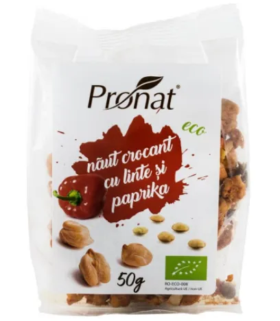 Naut crocant eco cu paprika afumata si linte 50g (Pronat)