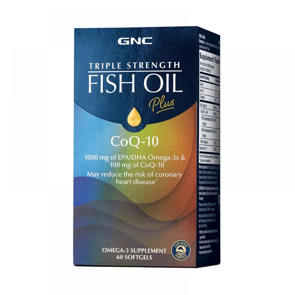 Triple Strength Ulei de peste plus Coenzima Q-10 (60 capsule), GNC