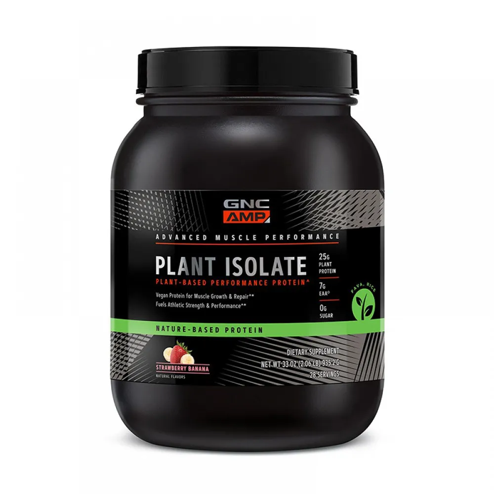 AMP Plant Isolate Proteina vegetala cu aroma de capsuni si banane (935,2 grame), GNC