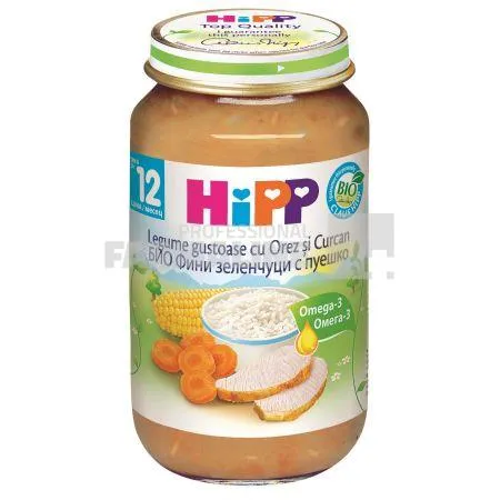 Hipp Piure Legume cu Orez si Carne de curcan 12+ luni 220 g