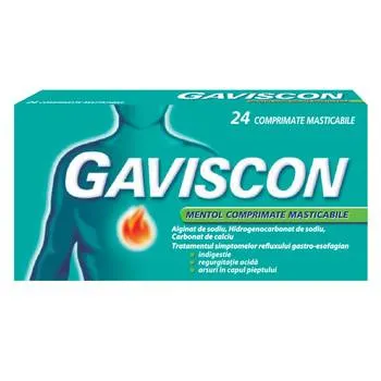 Gaviscon Mentol, 24 comprimate masticabile, Reckitt